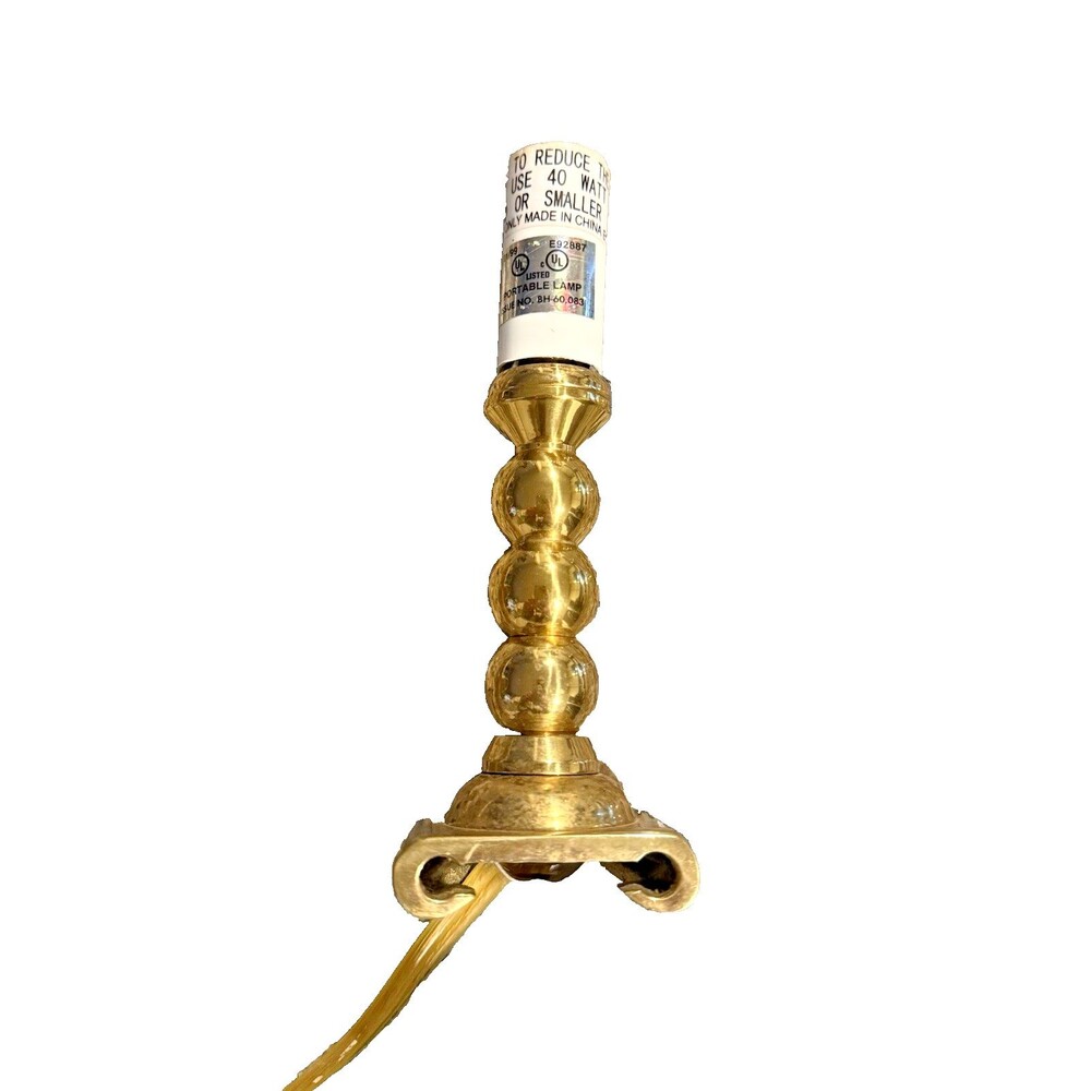 Vintage 1970s Solid Brass Candlestick Table Lamp Stacked Ball Stem Accent Light